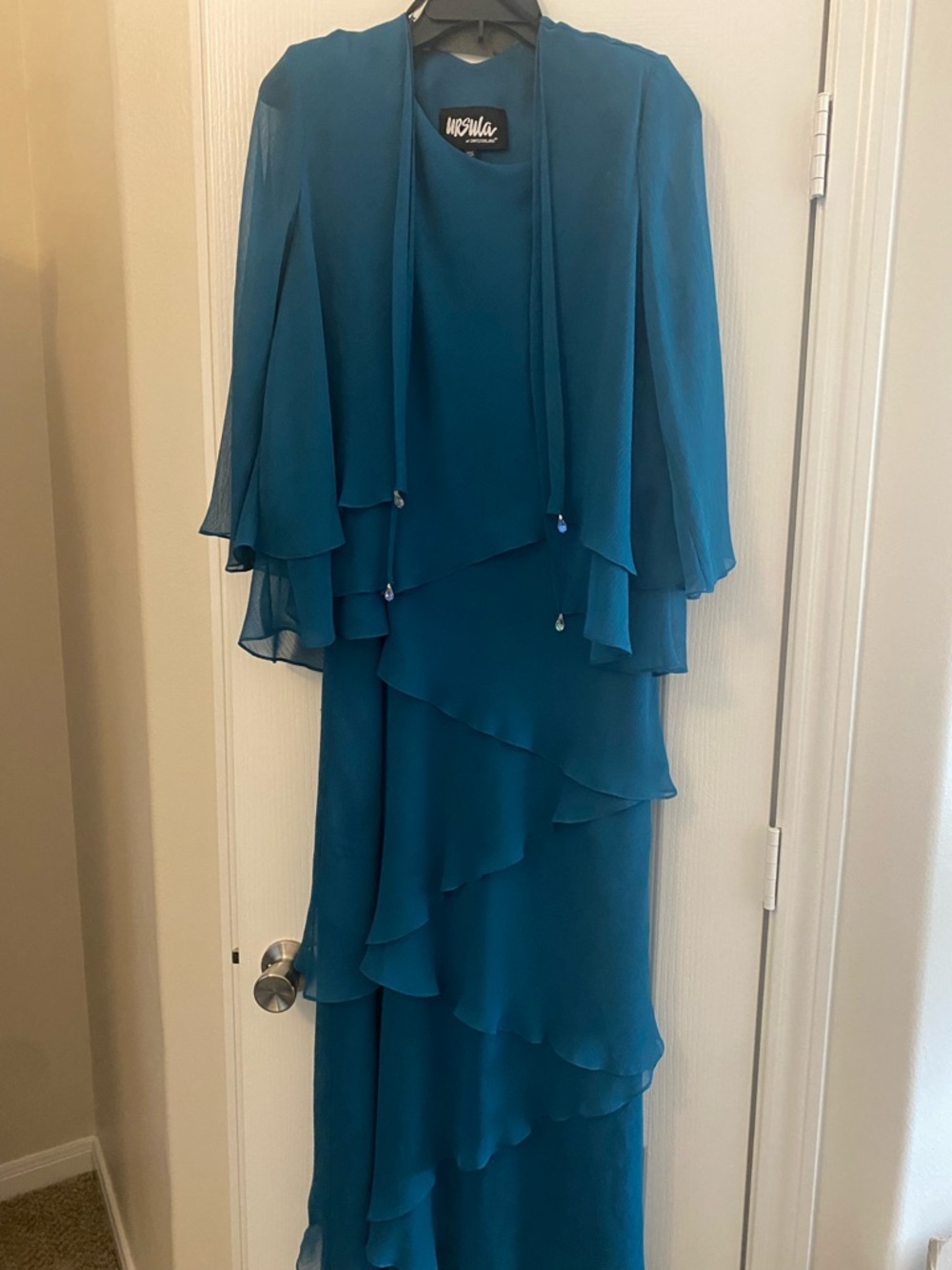 Ursula of Switzerland Teal Evening Gown
